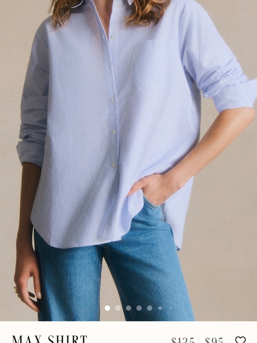 Sezane Max Button-Down Shirt in Ecru and Blue Stripes